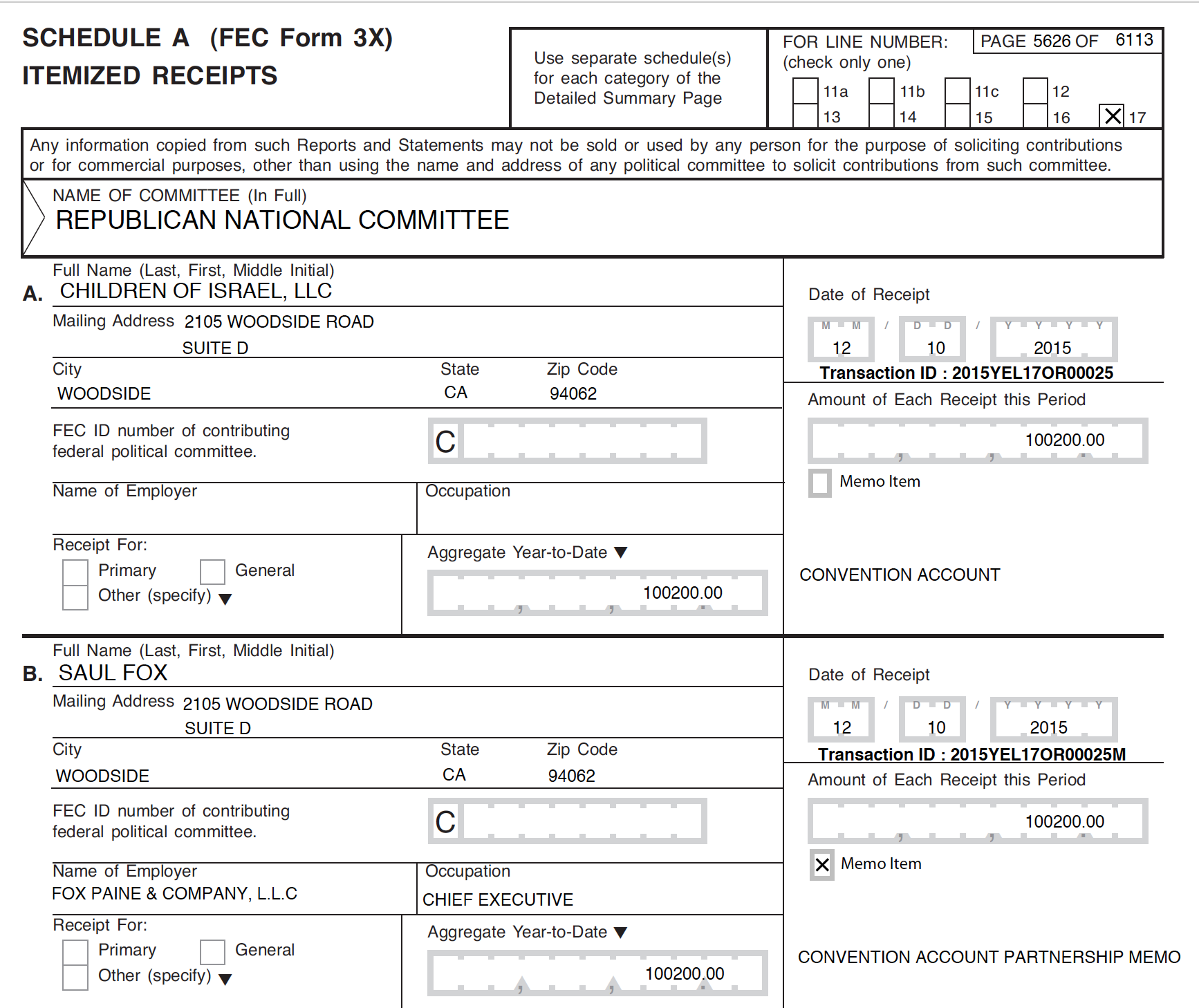 Click to enlarge 'Children of Israel' tax form