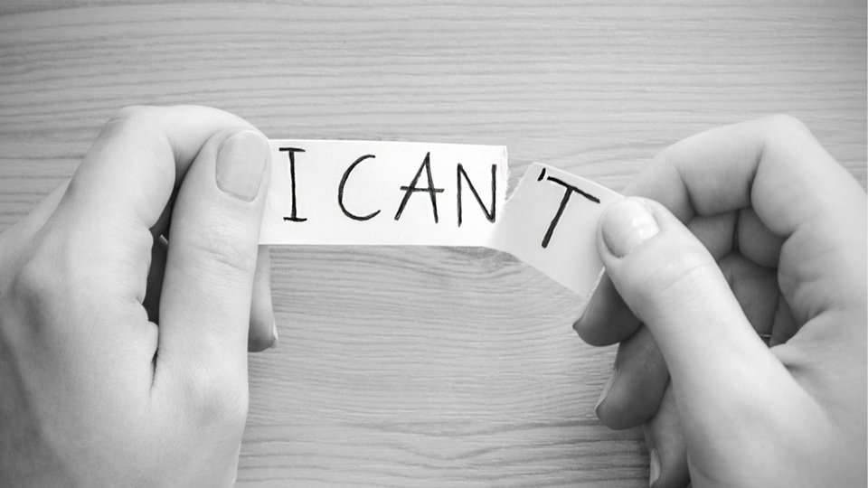 confidence hands turning I can't into I can
