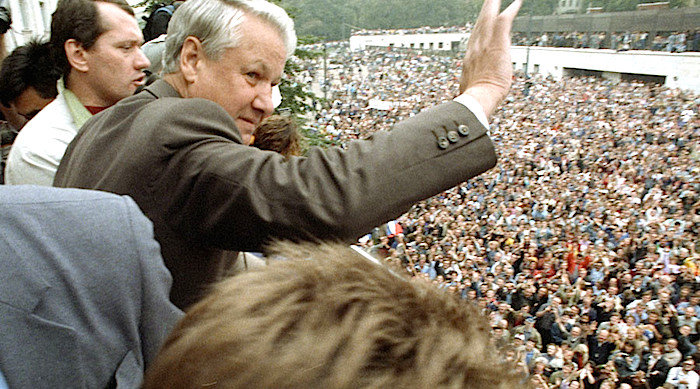 Yeltsin and crowd