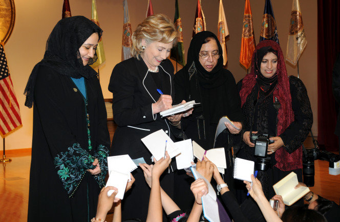 Click to enlarge Hillary Clinton, Dr. Saleha Mahmood Abedin
