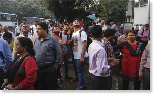 Tremors from the earthquake were also reported in Kolkata, India, where people fled office buildings. 