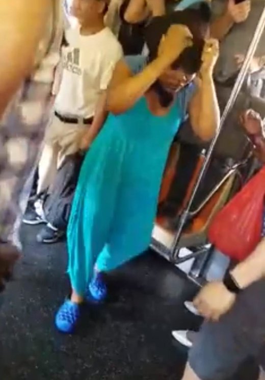 deranged woman on subway