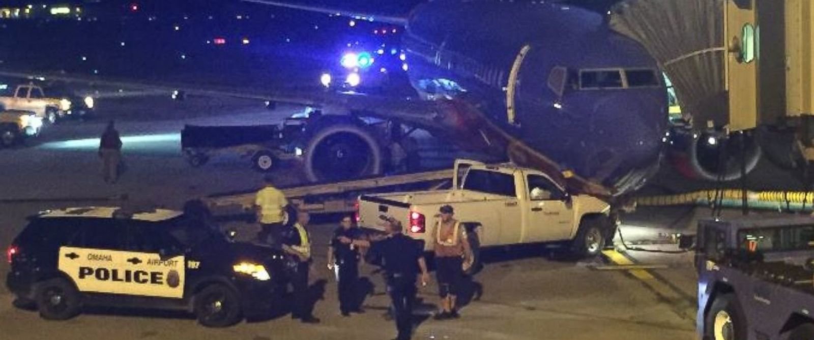 Man drives truck into plane