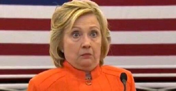 Surprised looking Hillary Clinton
