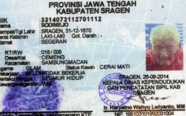 Mbah Gotho's identity card