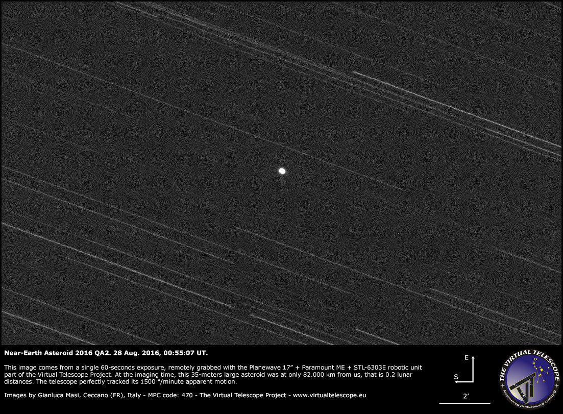 Click to enlarge Asteroid 2016 QA2