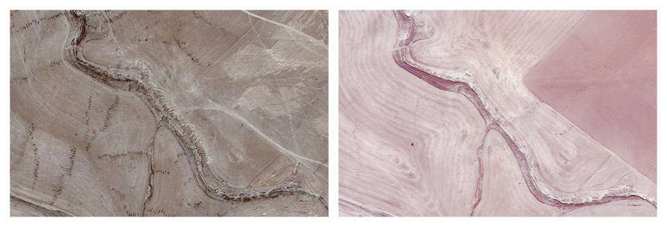 Click to enlarge Two satellite images show the suspected mass execution site next to a ravine at Badoush Prison in Mosul