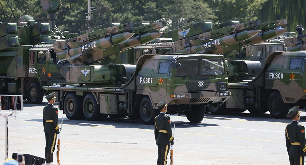 Click to enlarge Chinese military parade with HQ-12 missles