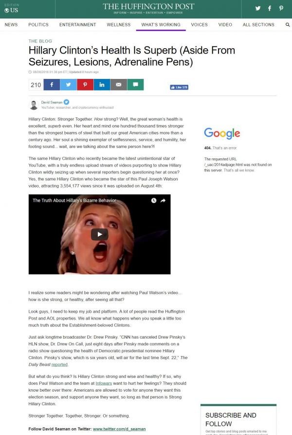 HuffPost Hillary article