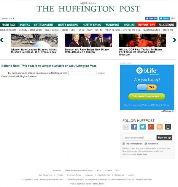 huffpost article not available