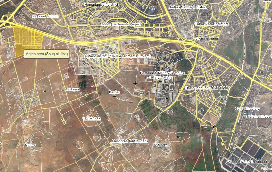 Syrian Army Aleppo map August 2016