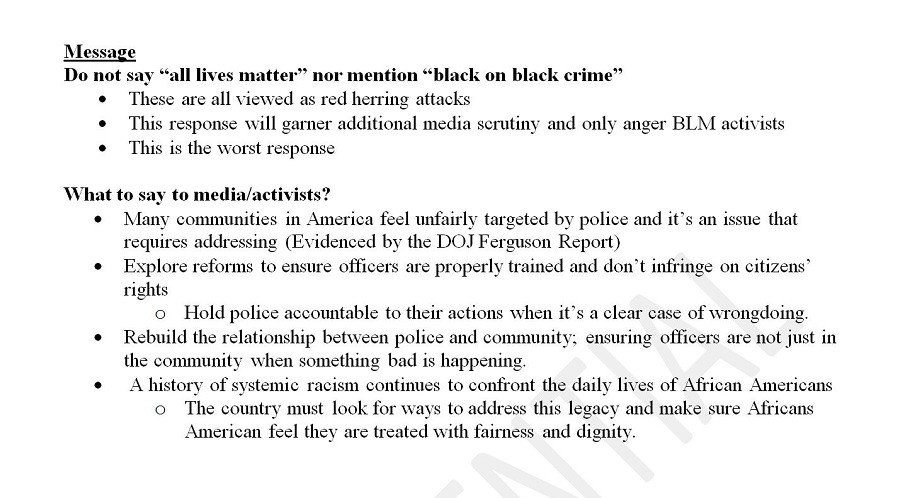 Screenshot of the DCCC's Black Lives Matter memo 