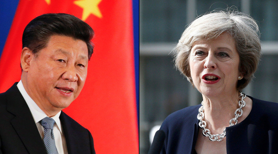 China's President Xi Jinping and Britain's Prime Minister, Theresa May