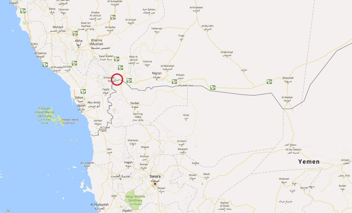 Map of Yemen-Saudi Arabia border