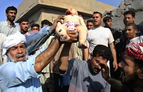 Iraqi baby recovered from rubble