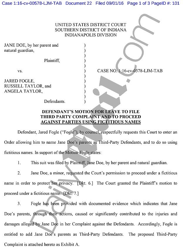 jared fogle documents