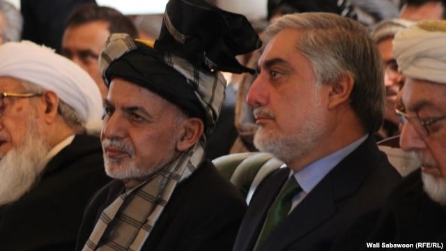 Afghan President Ashraf Ghani (left) and Chief Executive Abdullah Abdullah