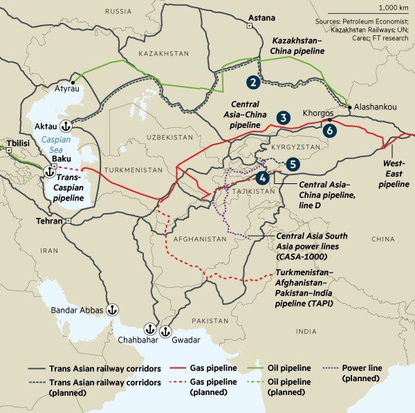 Central Asia-China Pipeline map