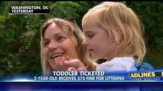 2 year old littering citation