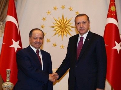 Click to enlarge Massoud Barzani and Tayyip Erdogan