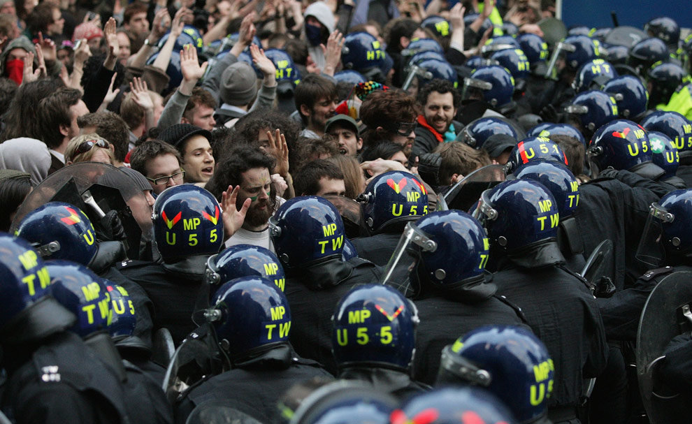 Police charge into a crowd