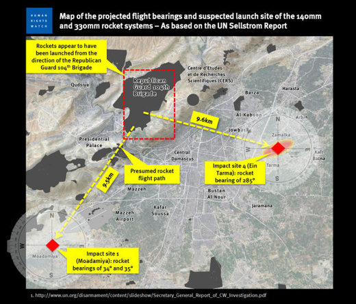 Click to enlarge NYT map of Syria chemical weapons attack