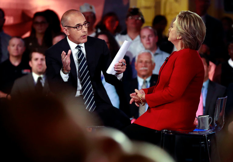 Matt Lauer with Hillary Clinton