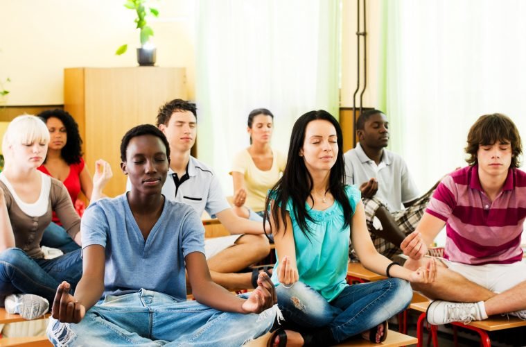 meditating teens