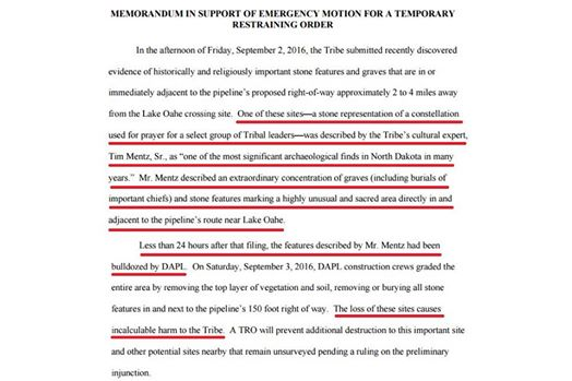 north dakota pipeline memo