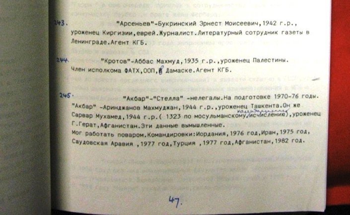 Page 47 of the manuscript extracts from KGB first chief directorate files