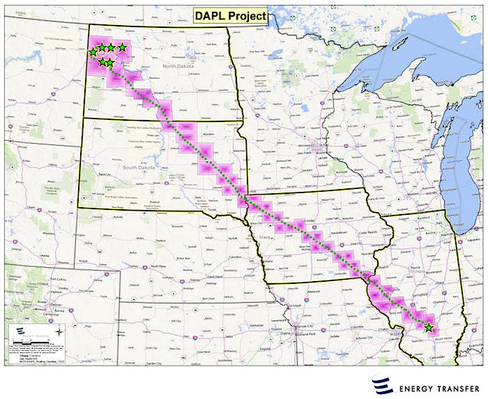Click to enlarge Dakota Access pipeline route