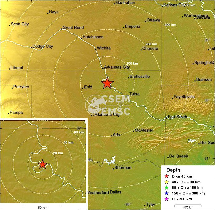 Earthquake map Okla