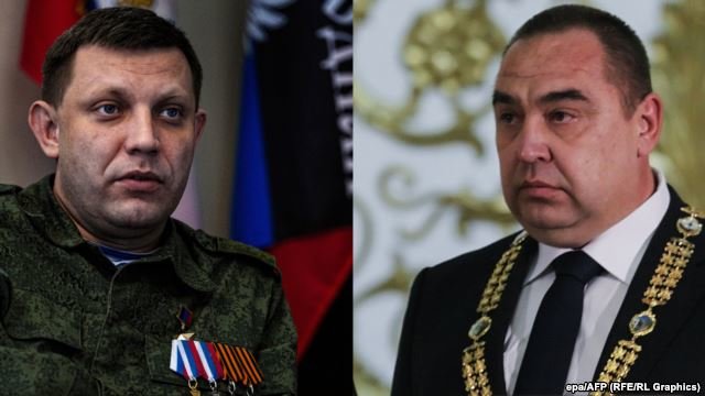 Ukrainian separatist leaders Aleksandr Zakharchenko (left) and Igor Plotnitsky
