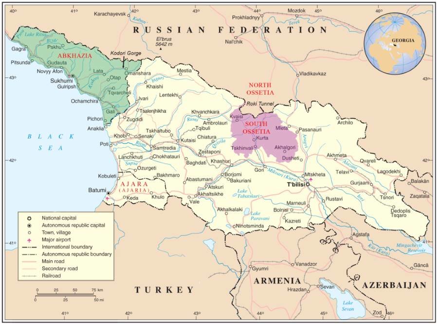 Click to enlarge map georgia ossetia Russia