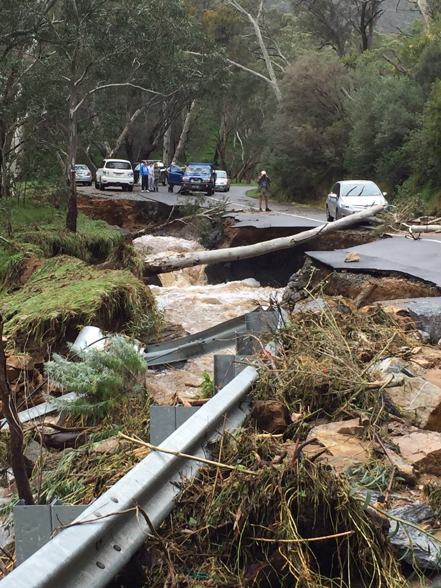 Click to enlarge Flood damage at Montacute Road, near Adelaide, South Australia.