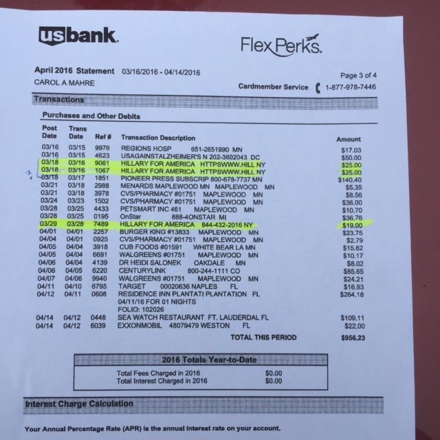 Click to enlarge DNC overcharge donars Wells Fargo