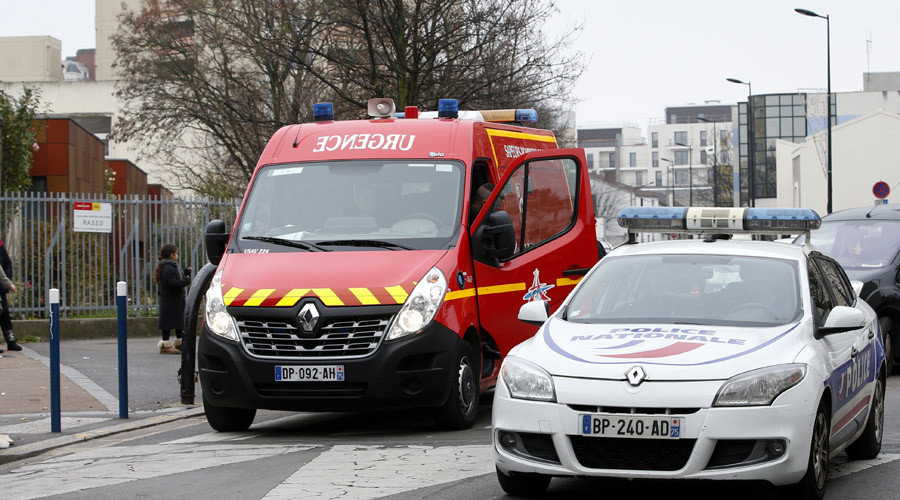Click to enlarge French police and firefighters