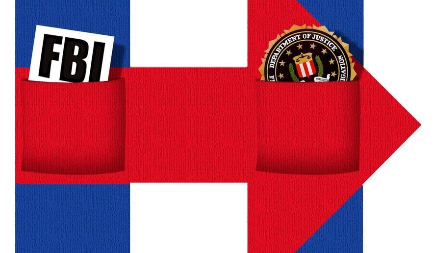 Click to enlarge Illustration on the co-option of the FBI and Justice Department over the Hillary email investigation