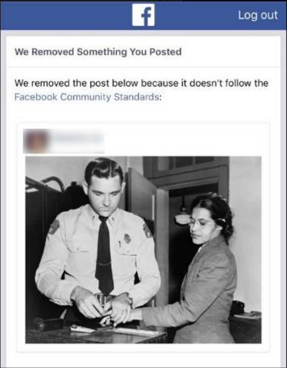facebook rosa parks censorship