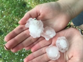 Large hail fell on Madison's Far West Side Monday