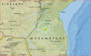 Mozambique earthquake map