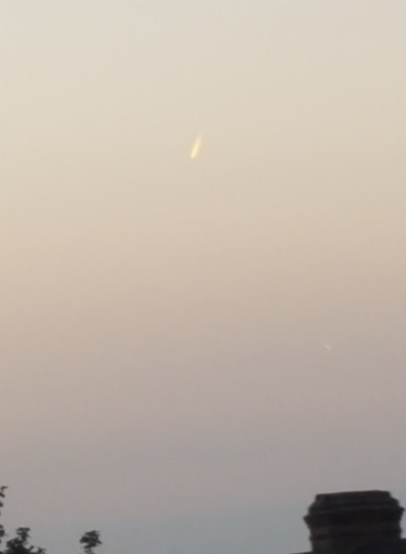Click to enlarge The UFO looked like a meteor or rocket, but was hovering in the sky