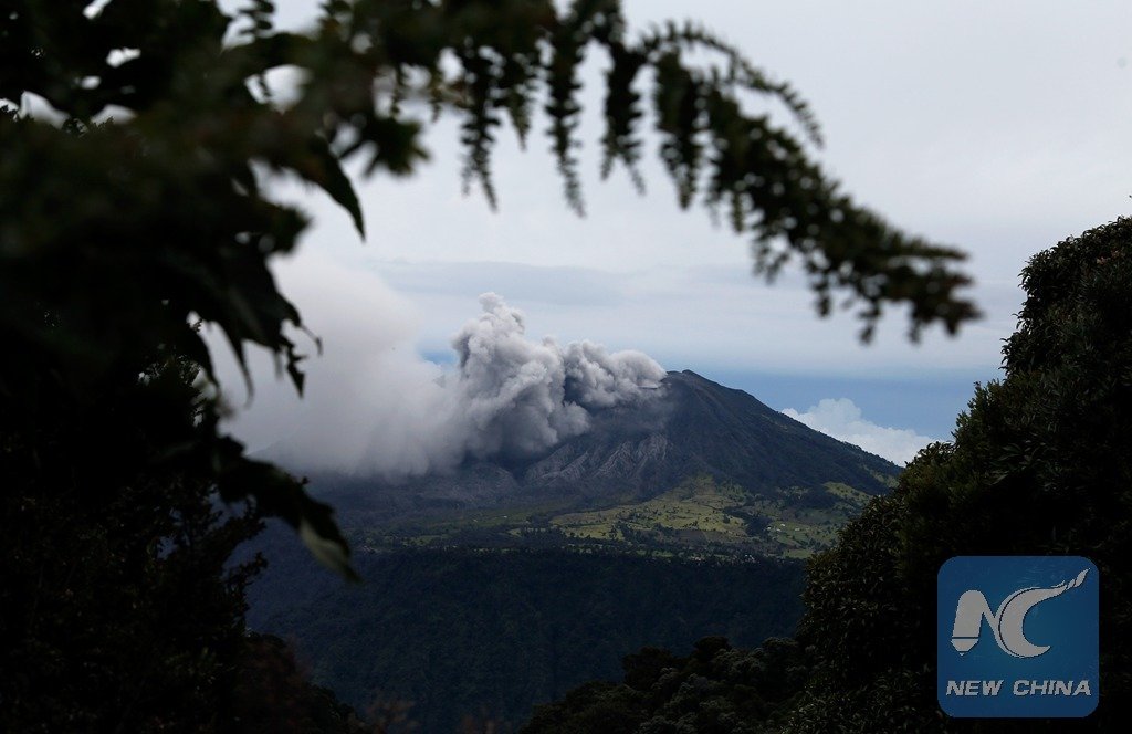 Volcanic ashes emanating from Turrialba volcano during an eruption is seen from San Gerardo de Irazu in the province of Cartago, Costa Rica, on Sept 20, 2016. 