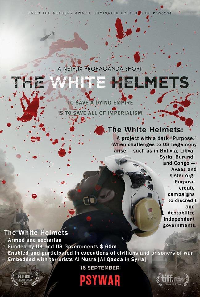 Click to enlarge Variation on the Netflix promotional poster for the NATO White Helmet documentary