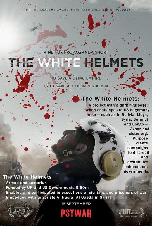 Variation on the Netflix promotional poster for the NATO White Helmet documentary