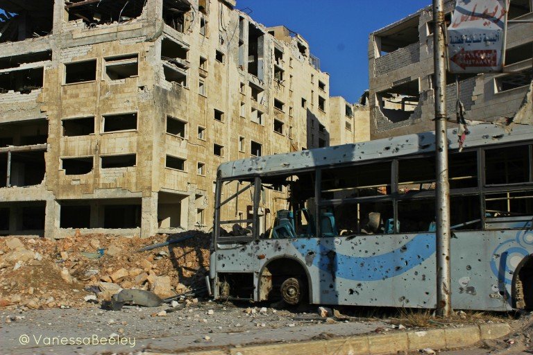 Decimated areas of Sheikh Maqsoud, Syria