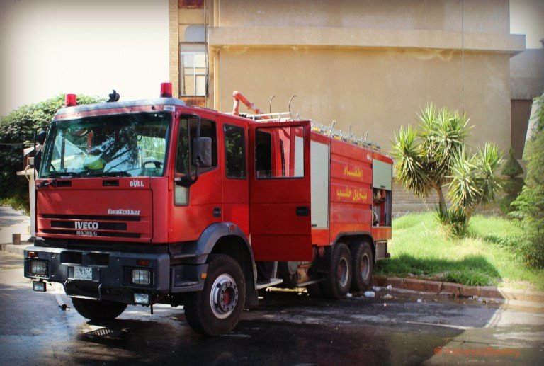 Aleppo REAL Syria Civil Defence Fire Engine parked in their yard