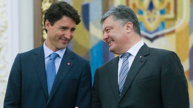 Ukrainian President Petro Poroshenko and Prime Minister Justin Trudeau