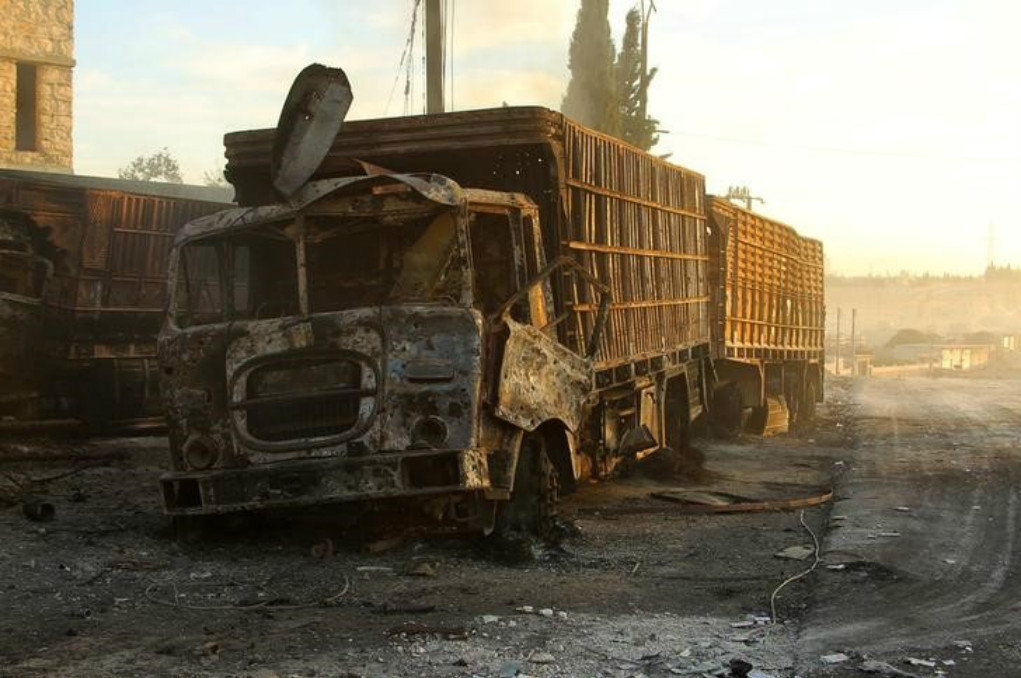 Click to enlarge Damaged aid truck