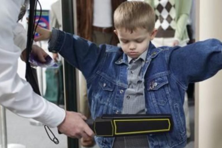 Elementary school kid being checked